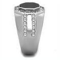 thumbnail image 4 of Anillo para hombre Onyx negra piedra cz octagono & claro CZ acero inoxidable, 4 of 8