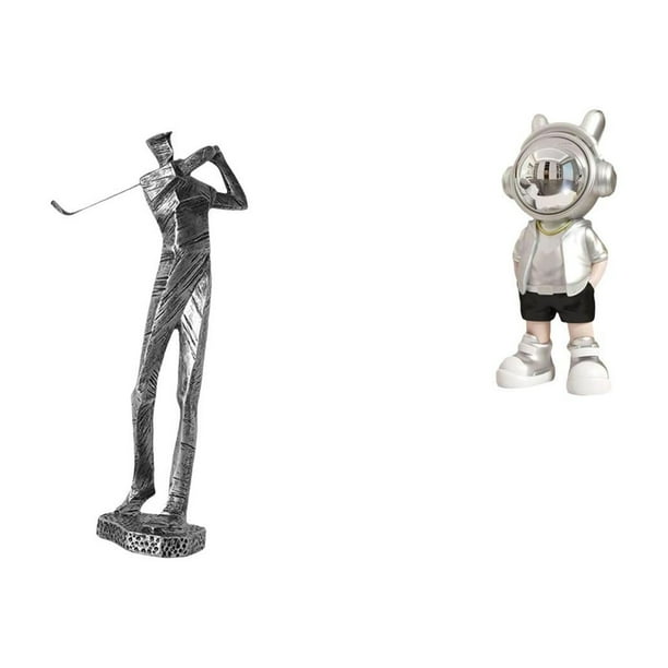 Figura De Resina De Astronauta Golfista, Escultura Moderna, Adorno Creativo De Mesa Para Amantes Del Golf, Estante, Escritorio, Regalo De Inauguración De La Casa, Decoración De Granja