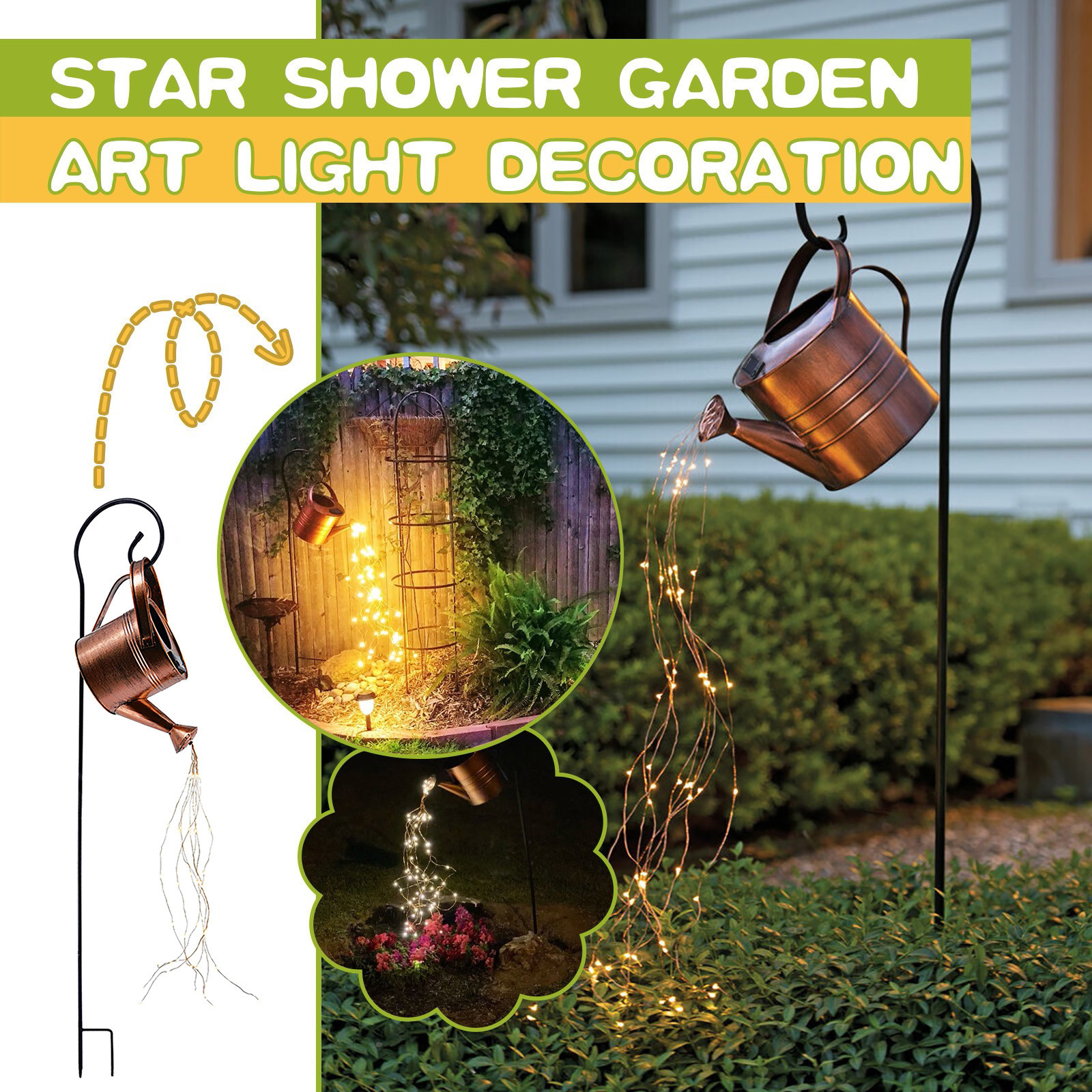 Solar Energy Star Type Shower Garden Art Light Decoration Outdoor