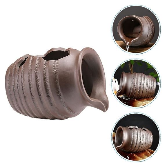 FRCOLOR Brown Ceramic Jar Water Fountain Decorative Waterfall for Indoor and Outdoor Garden Decor