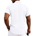 thumbnail image 3 of Yifymode Mens Button Down Shirts Short Sleeve Casual Shirt Summer Beach Wedding Tops with Pocket,White 3XL, 3 of 5