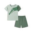 thumbnail image 3 of Bellafa Toddler Boy Clothes Kids Summer Cotton 2-Pieces Outfit Short Sleeve Crocodile Print Tops T-Shirt Shorts Set 2-7T, 3 of 8
