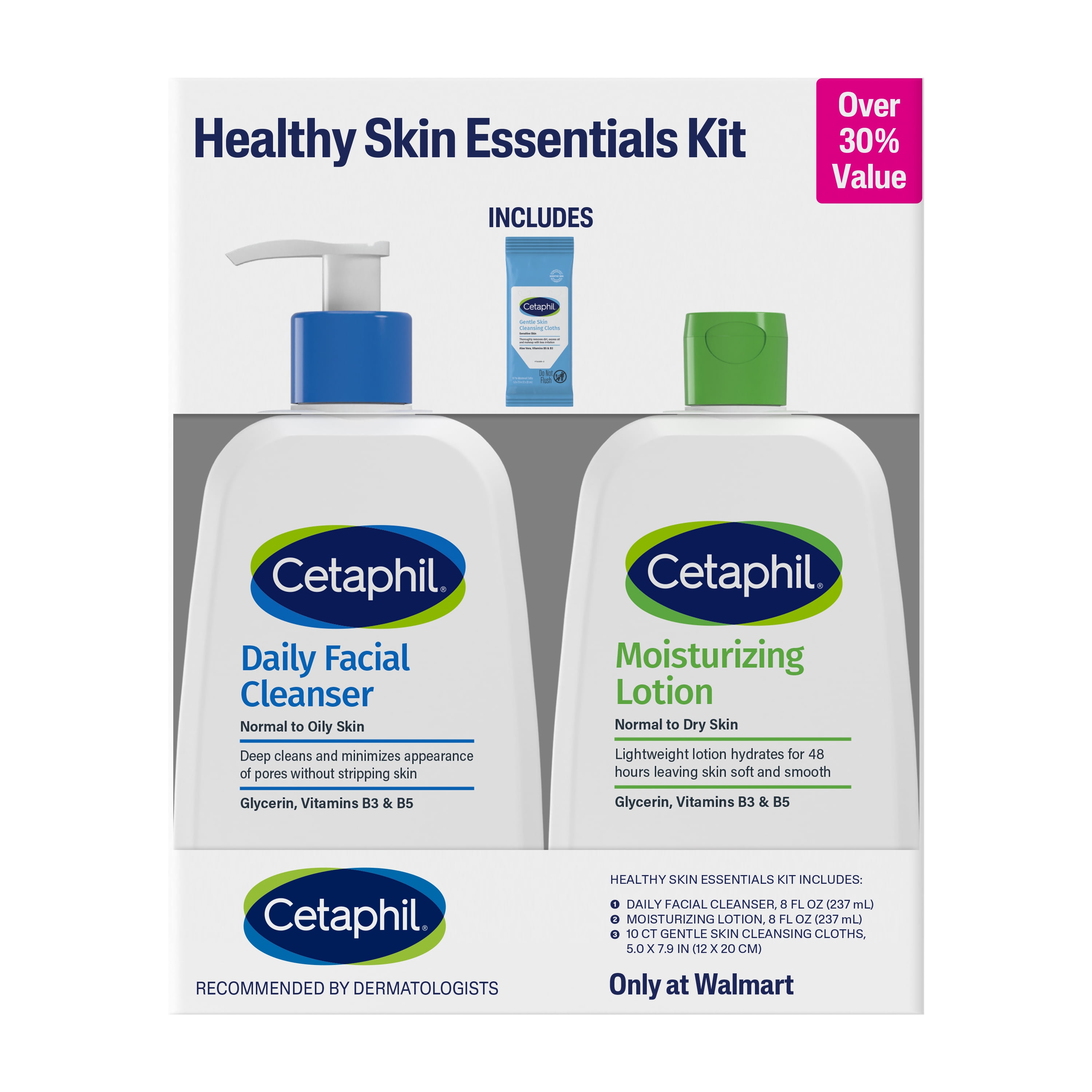 Cetaphil Healthy Skin Essentials Kit, Daily Facial Cleanser & Moisturizing Lotion