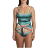 Carole Hochman Ladies' One Piece Tie Front Swimsuit UPF50+ (MULTISTRIPE, L)