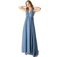 thumbnail image 5 of Vibrant MIU Womens Multi-Way Convertible Chambray Denim Maxi Dress (Medium Denim, L), 5 of 7
