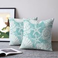 thumbnail image 2 of Pillow Covers 24x24 Set of 2, Teal Green Starfish Coastal Throw Pillow Covers Decorative Couch Cushion Cover, Summer Coral Shell Beach Nautical Microfiber Soft Pillowcases for Bedroom Living Room, 2 of 9