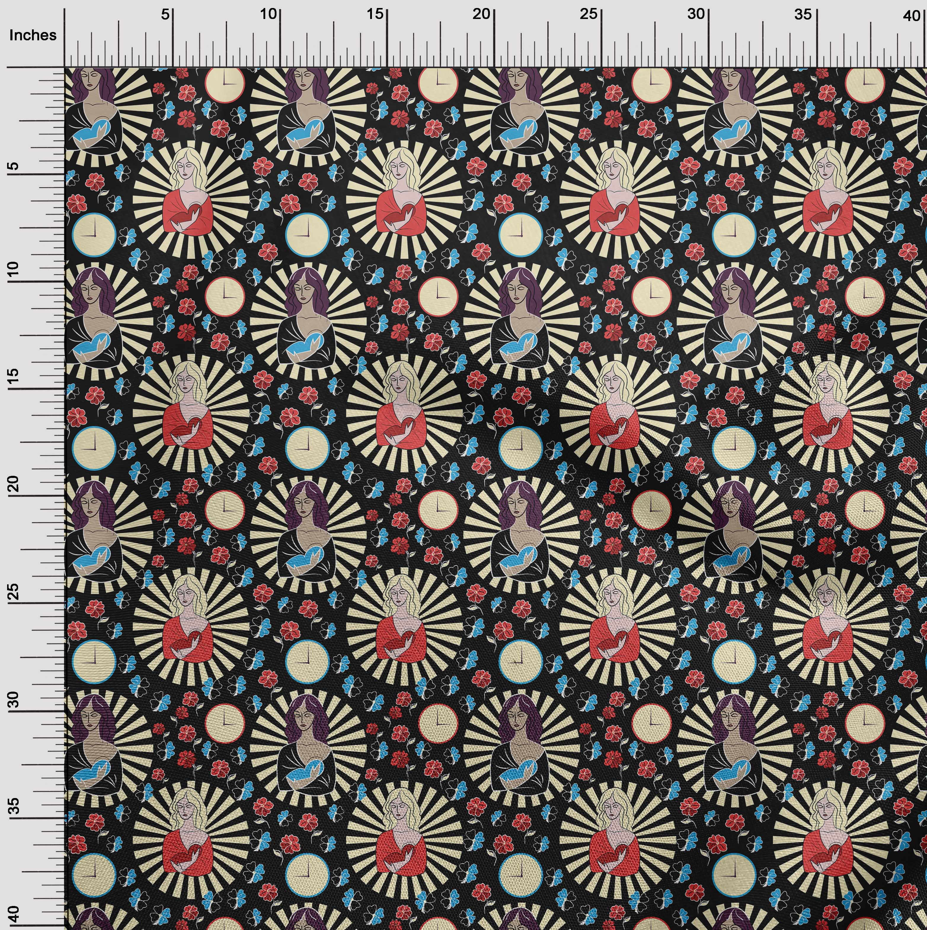 oneOone Polyester Spandex Black Fabric Christmas Jesus Birth Dress Material Fabric Print Fabric By The Yard 56 Inch Wide