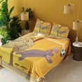 thumbnail image 3 of Ambesonne Cartoon Fitted & Top Sheet Set with Shams, and Hippo Ball, Orange Umber Purple, 3 of 5