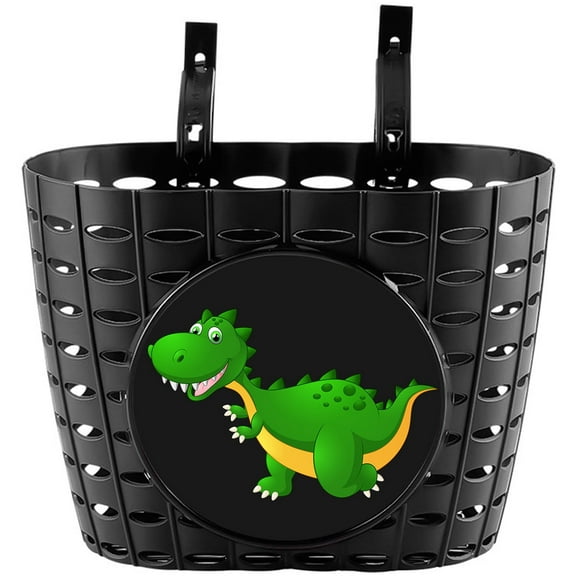 YeloYolker Kids Bike Basket, Cute Dinosaur Bicycle Basket for Boys, Toddlers, Plastic Front Handlebar Basket for Scooter, Tricycle,Balance Bike(I-Rex)