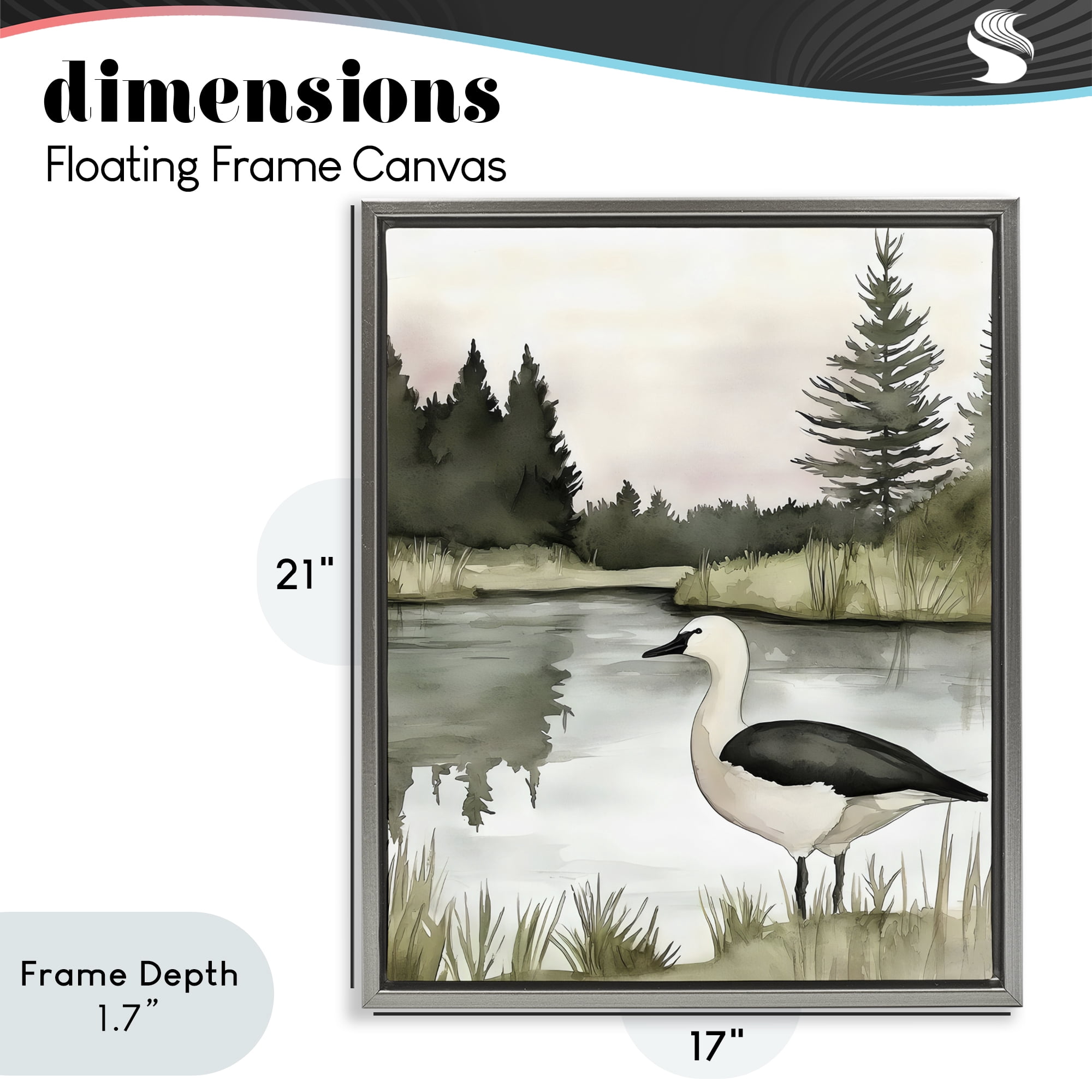 Stupell Industries Springtime Serenity Duck Gray Framed Floater Canvas Wall Art, design by Riley B