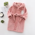 thumbnail image 2 of NOLDARES Girls Boys Fleece Hooded Robes Kids Warm Bath Robe for Girls Soft Fuzzy Bathrobe,Pink,5-6 Y, 2 of 7
