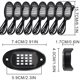 thumbnail image 5 of Sidaley Plástico automotriz RGB LED Rock Light PU lente Control remoto 150 grados a prueba de polvo antioxidante DIY alambre de cobre lámpara debajo Bombillas para automóviles 8 luces Sidaley VI015389-03B, 5 of 6