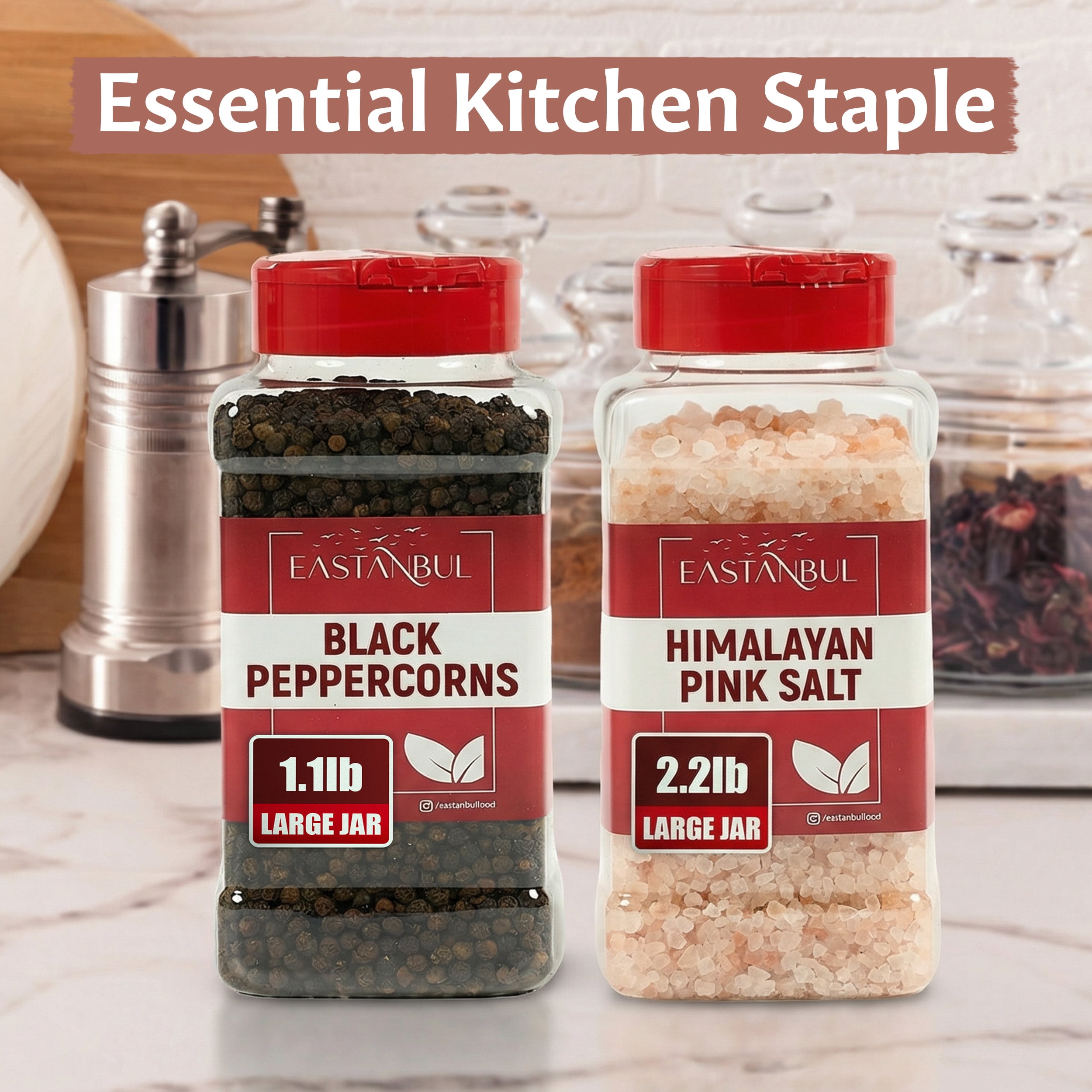 Eastanbul Salt and Pepper for Grinder Refill, Bulk Size, Large Refill Pack