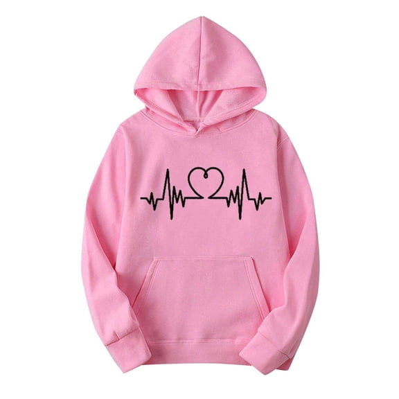 Odeerbi Sweatshirt For Women Fashion Hoodies Sweatshirts Casual Long Sleeve Print Pocket Tops Blouse Gray