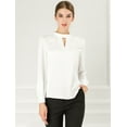 thumbnail image 4 of Unique Bargains Women's Keyhole Stand Collar Pleated Back Button Blouse Tops, 4 of 4