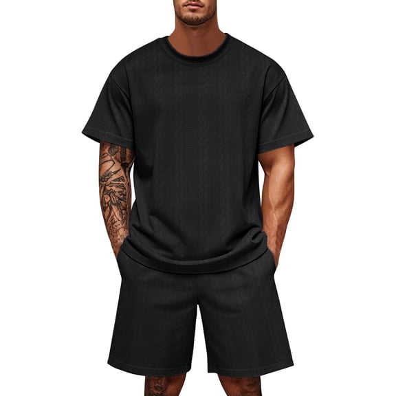 RUTAYY Men's Outfits Summer Round Neck Short Sleeve Shirt and Shorts Casual Comfortable Breathable 2 Piece Daily Wear Travel Elegant Clothing Sets