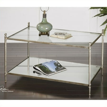 silver glass coffee table uttermost gannon mirrored antiqued bellacor tables