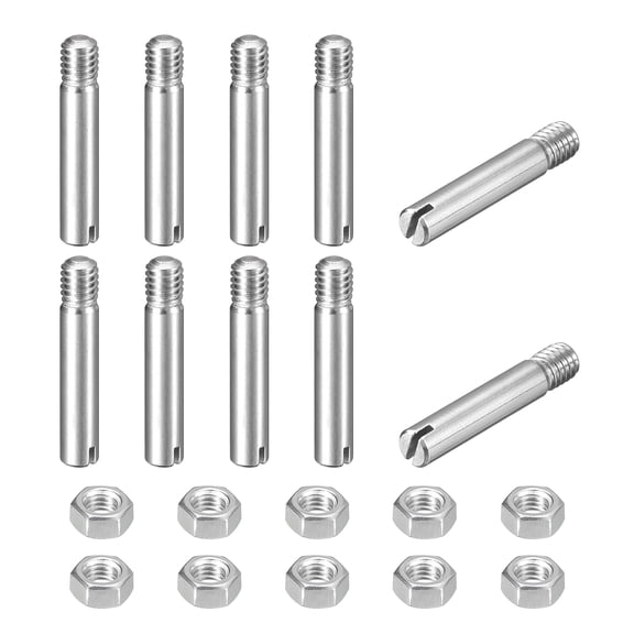 10Pack Slotted Cylindrical Pin, M4 x 22mm 304 Stainless Steel Dowel with Nut