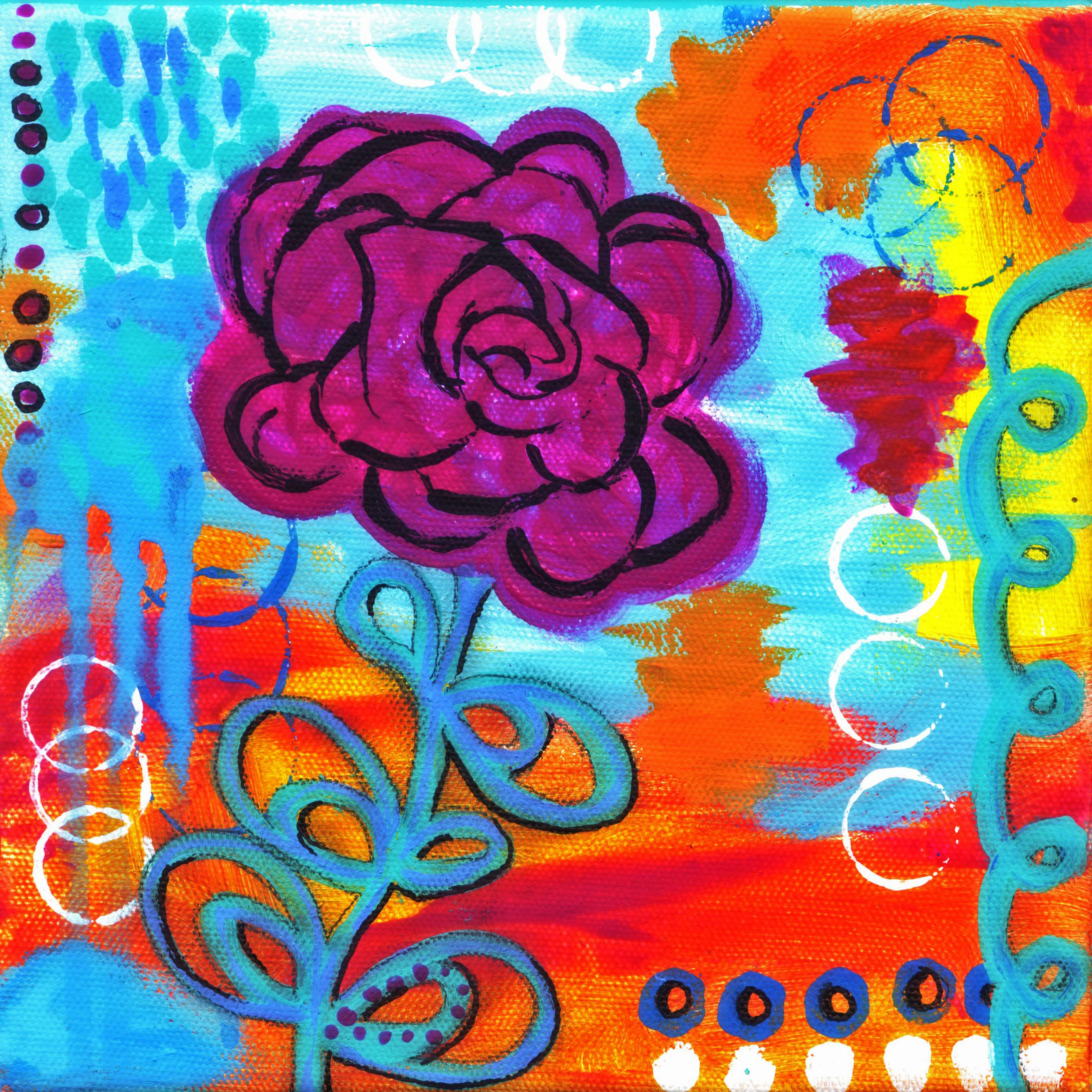 "Purple Flower" Painting Print on Wrapped Canvas