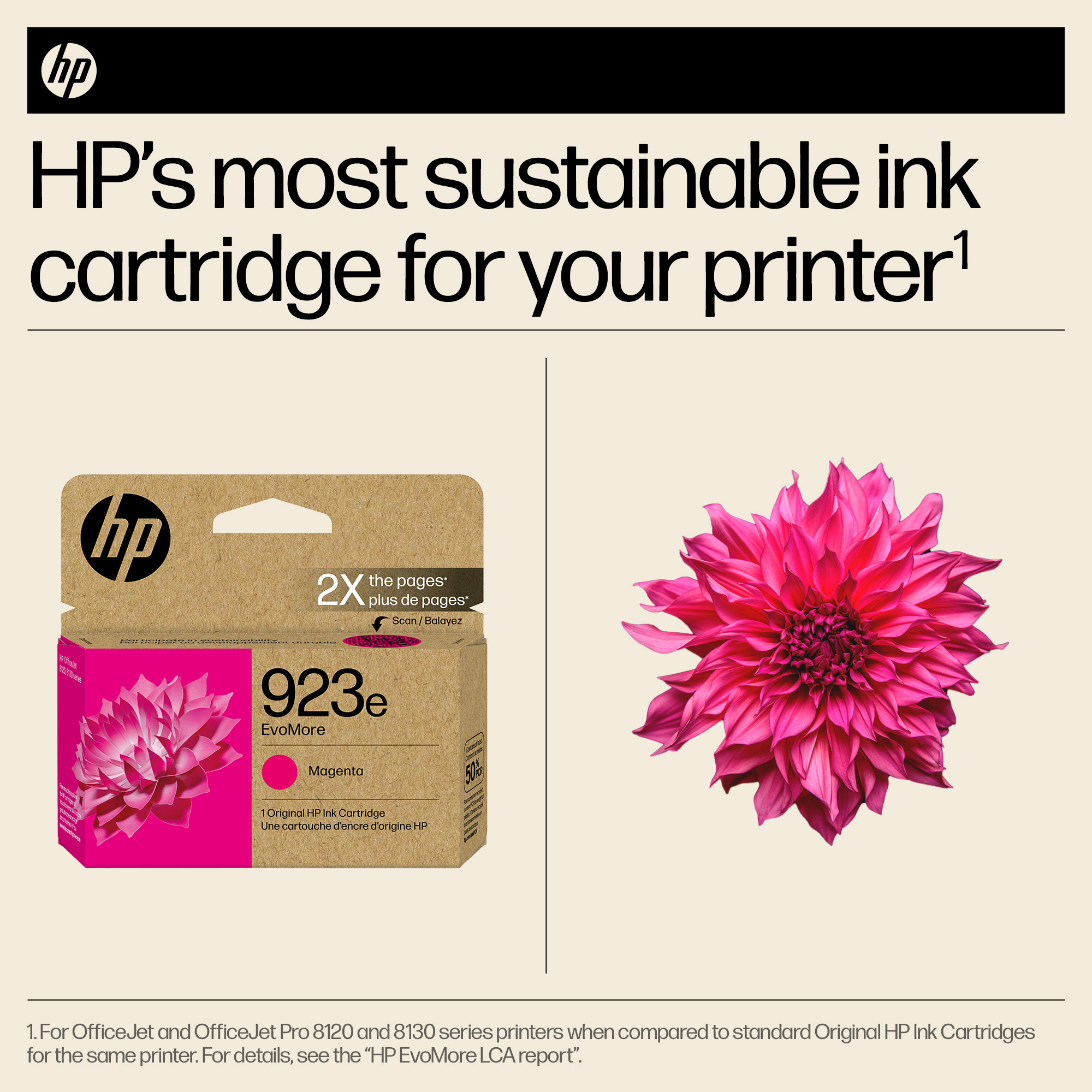 HP 923e EvoMore Magenta Original Ink Cartridge, 800 pages, 4K0T5LN
