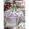 thumbnail image 5 of Outdoor Tablecloths with Umbrella Hole & Zipper, Purple Flowers Round Tablecloth 54 Inch, Weeping Spring Floral Bicycle Wooden Waterproof Table Cloth, Patio/Pool/Picnic Table Covers, 5 of 8