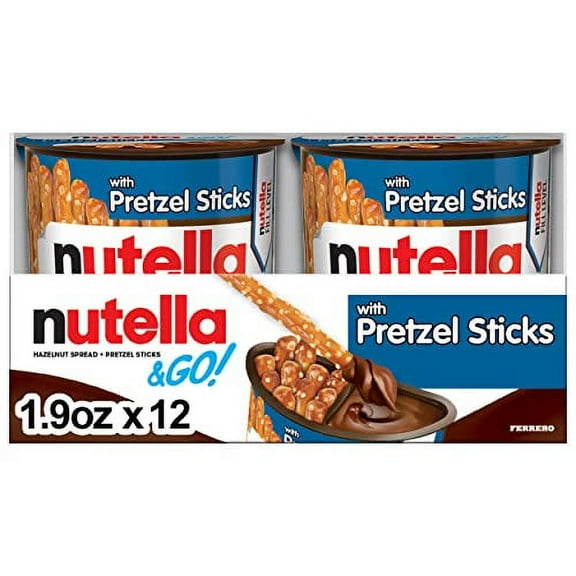 Nutella & GO! SCH4 Bulk 12 Pack, Hazelnut and Cocoa Spread with Pretzel Sticks, Snack Cups, 1.9 oz Each