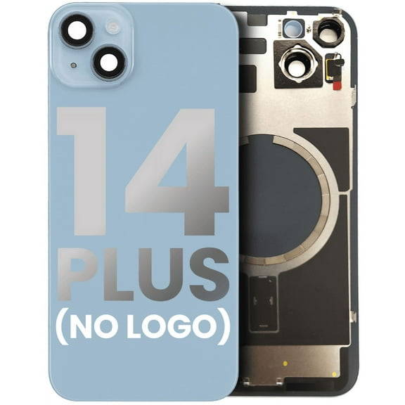Replacement Back Glass With Steel Plate With MagSafe Magnet Pre-Installed Compatible For iPhone 14 Plus (Blue) (No Logo)