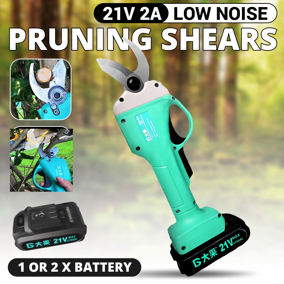 Details about   2021 New Professional LED Display Cordless Rechargeable Pruning Shears 2 Battery 