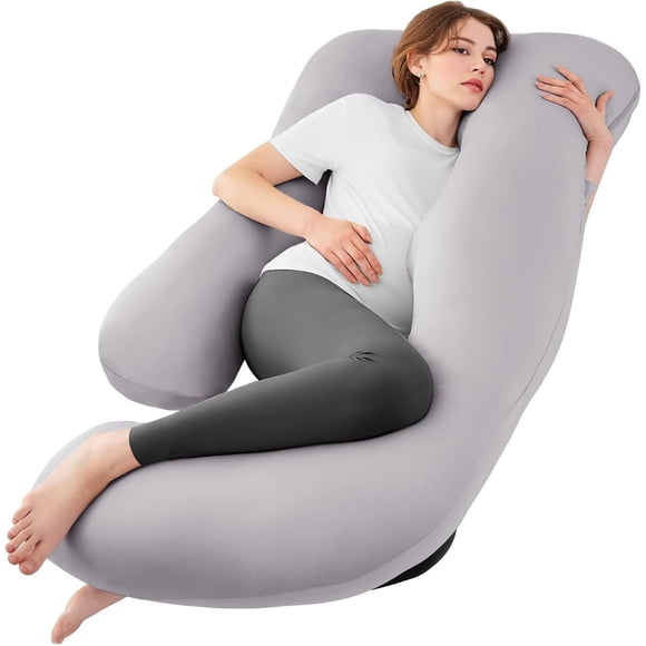 Posicionador corporal ZZZhen Almohada de embarazo en forma de G de 142 cm, gris