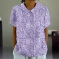 thumbnail image 2 of Dyfzdhu Blouses for Women Casual Dressy Lapel Embroidered Floral Lace Printed Round Neck Button Loose Pullover Top Shirt T Shirt Summer Tops Purple, 2 of 4