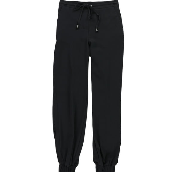 bar III Womens Contrast-Trim Casual Jogger Pants, Black, X-Large