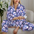 thumbnail image 6 of Gukieu Skull star crystal Print Women's Long Sleeve Pajama Set, Button Top Elastic Pocket Pajama Pants Two Piece Set Home Wear-Small, 6 of 7
