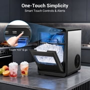Snowyermine Countertop Nugget Ice Maker, 44 lbs/Day,Soft Chewable Pebble Nugget Ice Machine, One-Touch Self-Cleaning with Touch Screen for Home, Kitchen, Office, Stainless Steel, Black