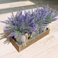 thumbnail image 5 of Set of 3 Small Potted Plants Arrangement Artificial Lavender Flower Plants in Rustic Galvanized Metal Pots with Decorative Wood Tray for Farmhouse Table Centerpiece Windowsill Country Indoor Decor, 5 of 9
