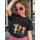 thumbnail image 2 of Young Boy's/Girls "Kids Cartoon Theme Cotton Graphic Tees, Back To School Clothes For Girls, Black Summer Tops With Playful Characters, Gift For First Day of School, Fun, " Kids Clothes Gir, 2 of 6