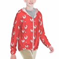 thumbnail image 2 of Xecao Cartoon Rooster Print Fishing Shirts for teenager Long Sleeve UV Sun Protection Hoodie with Zipper Outdoor Hiking Shirts-Large, 2 of 7