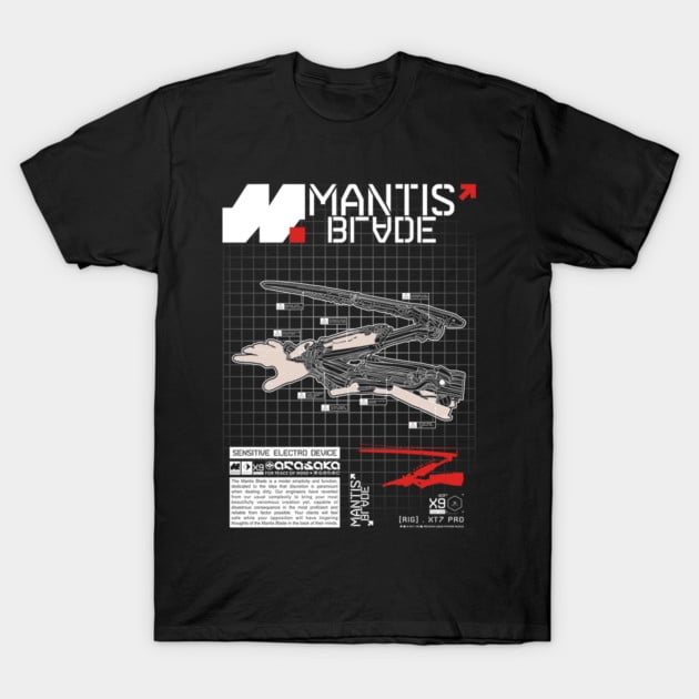 T-Shirt Unisexe Mantis Blades Cyberpunk 2077 Cyberware Art Graphique Rétro de Jeu Vidéo, jusqu'à la Taille 3TG.