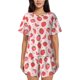 thumbnail image 1 of Fotbe Strawberry Conjunto de Pijama Estampado para Mujer, 2 Piezas, Ropa de Dormir con Camiseta de Manga Corta y Shorts Suaves-4X-Large, 1 of 6