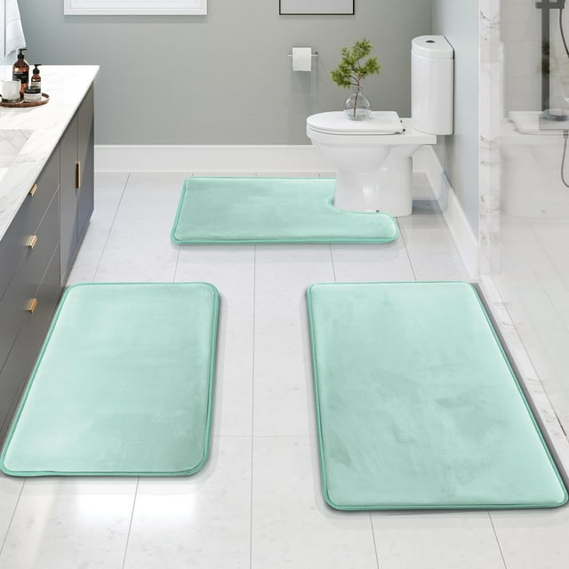 Juego de alfombras de baño de espuma viscoelástica Clara Clark, color azul