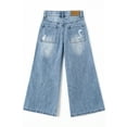 thumbnail image 2 of KIDSCOOL SPACE Girls Flare Jeans,Little Big Girl Ripped Wide Leg Soft Denim Pants,9-10 Years, 2 of 6