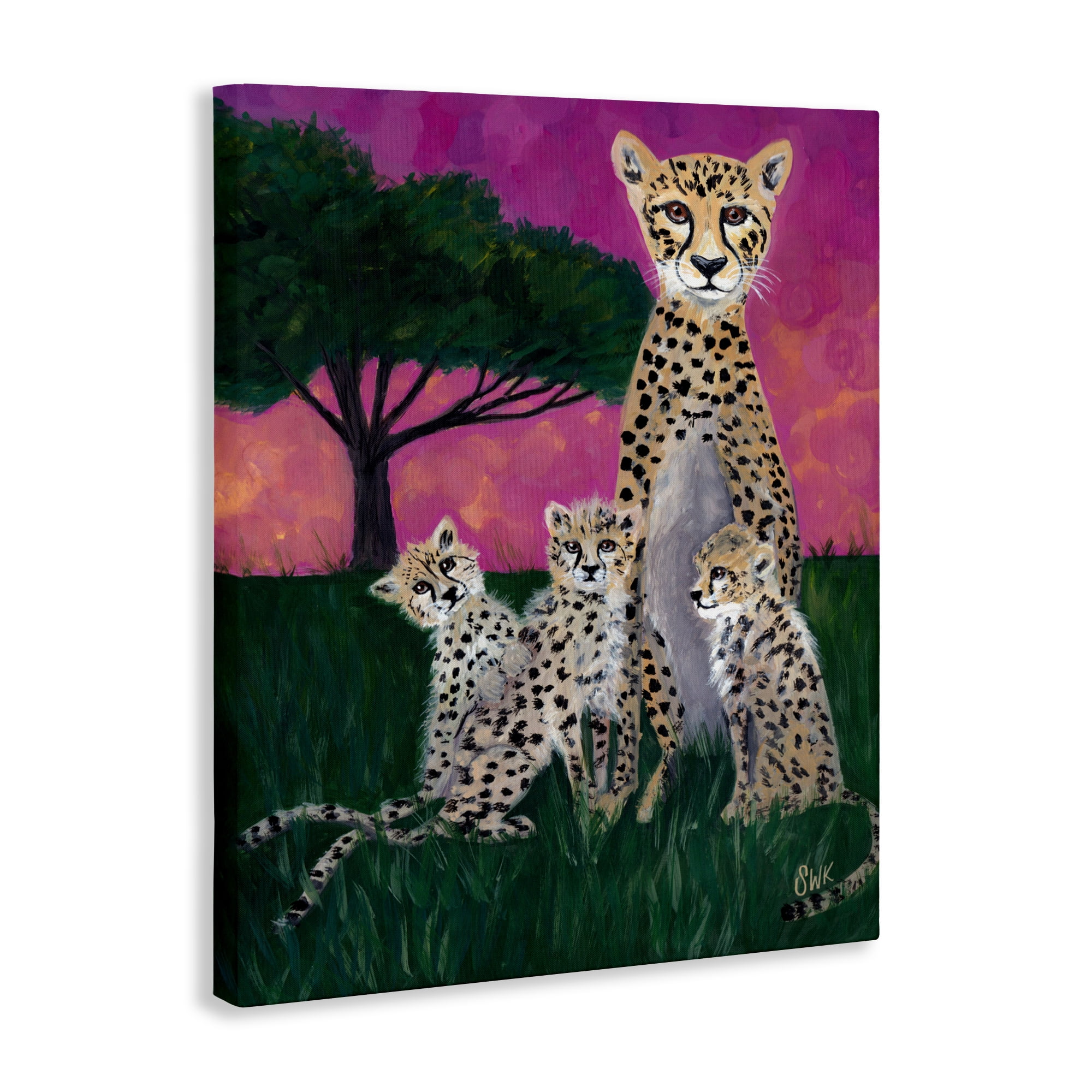 Stupell Industries Mama Cheetah & Her Cubs Canvas Wall Art, design by Sarah Waldron Kimball