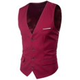 thumbnail image 1 of Mens Vest Solid Business Formal Single Breasted Blazer Waistcoat, 1 of 2