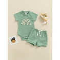 thumbnail image 2 of Qmyliery Baby Girls Boys Outfit, Short Sleeve Round Collar Romper, Shorts Fashion, 2 of 9