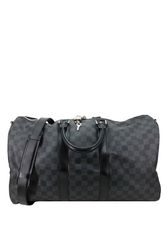 Pre-Owned LOUIS VUITTON Keepall 45 Bandouliere Damier Graphite Canvas Duffle Bag Black