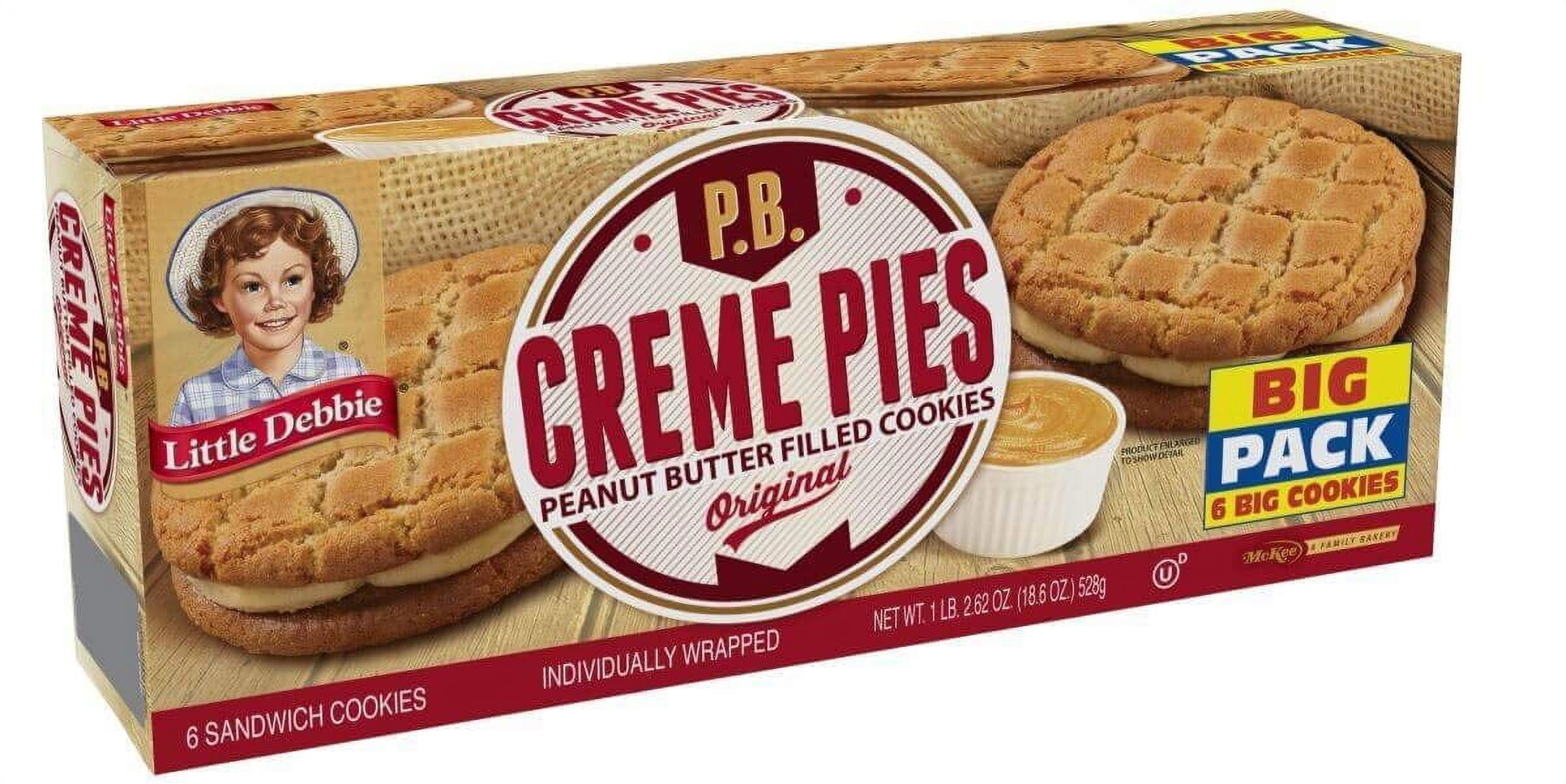 Little Debbie Peanut Butter Creme Pies, 9 Big Pack Boxes, 54 Individually Wrapped Sandwich Cookies