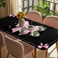 thumbnail image 3 of Valentine's Day Table Cloths for 3 Foot Rectangle Tables, Pink Bowknot Ribbon on Black Mother's Day Patio Waterproof Elastic Fitted Tablecloths, Washable Rectangular Table Cover for Camping, 3 of 8