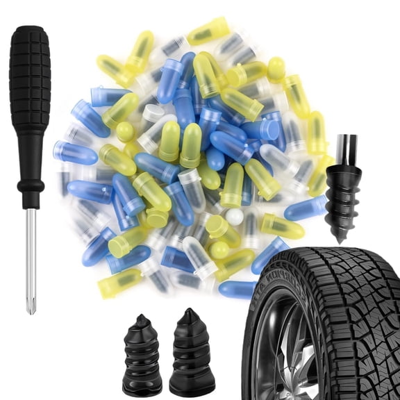 30 Pcs Tire Repair Kit with Plugs,Self-Service Tire Repair Plugs with Screwdriver for Tire Puncture Repair,2 Size Screw in Tire Plugs Flat Tire Repair Kit for Most Cars
