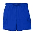 thumbnail image 4 of Mwjwdo Girls Cargo Shorts Loose Casual Solid Drawstring Long Bermuda Shorts Knee Length Wide Leg Short Pants with Pockets Blue 150, 4 of 6