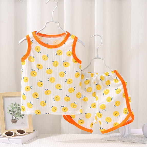 JCCXIN Toddler Baby Boy Girl Summer Clothes Sets O-Neck Sleeveless Tops And Shorts Set 2 Piece Outfit Sets Sleep Cute Set Trendy Dailywear