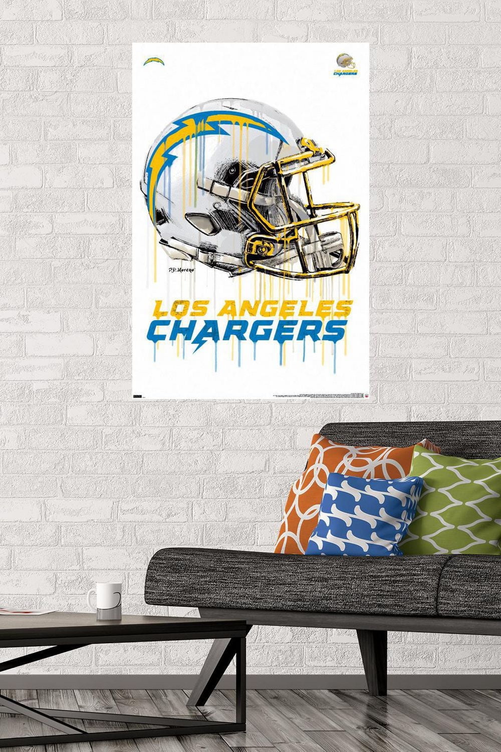 NFL Los Angeles Chargers - Drip Helmet 20 Wall Poster, 14.725" x 22.375" Framed